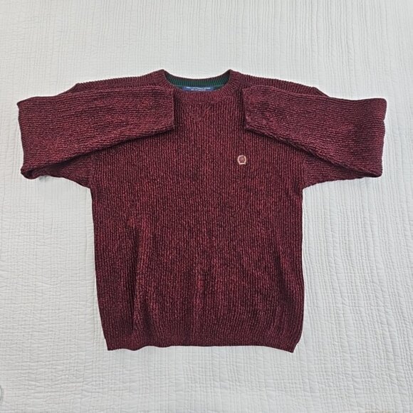 Vintage 90’s Tommy Hilfiger Sweater Men's M Red Black Chunky Knit EUC LS LN - Picture 8 of 14
